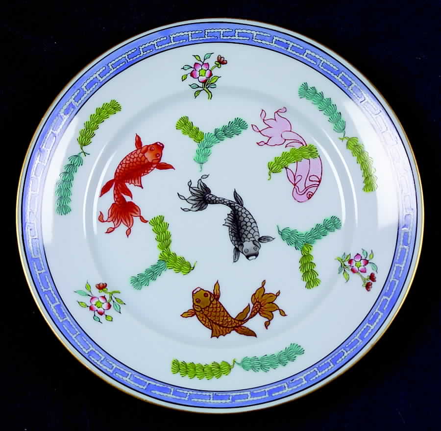 Poisson (PO) (Blue Background) Bread & Butter Plate by Herend-1