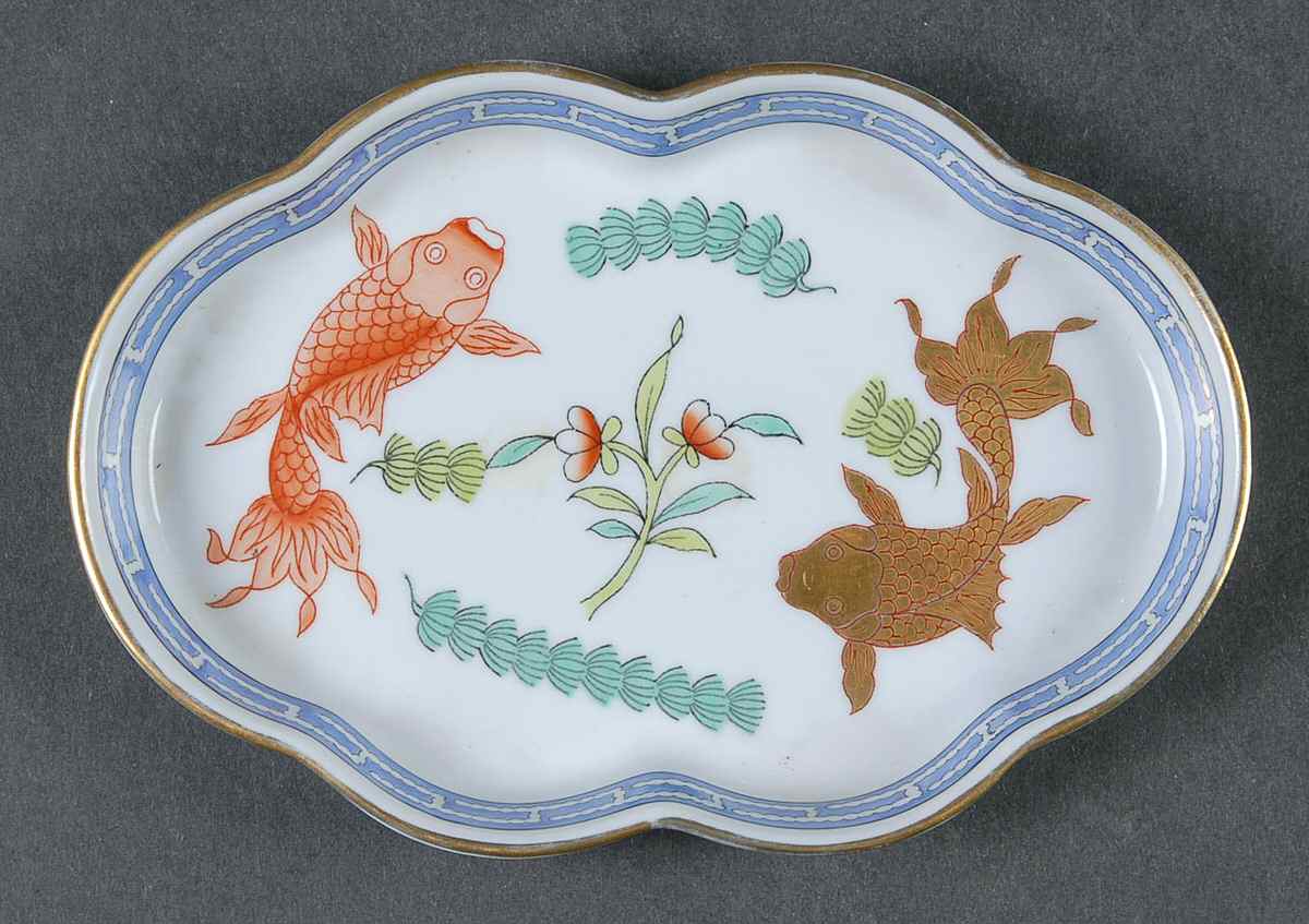 Poisson (PO) (Blue Background) Tray by Herend-1