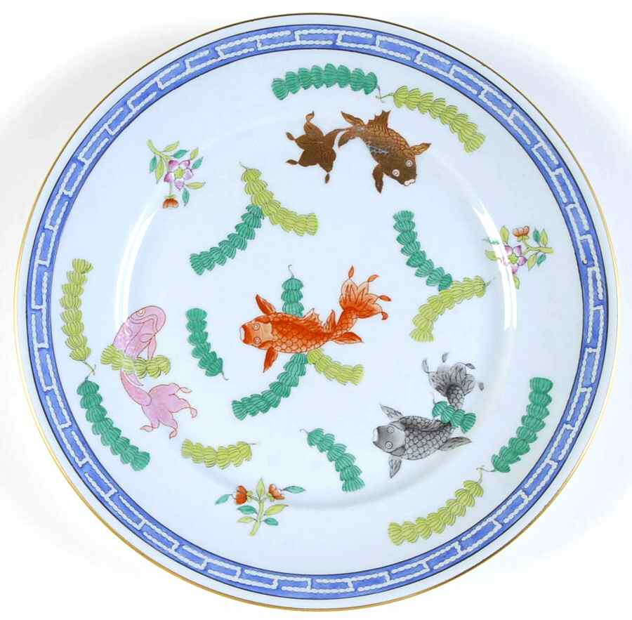 Poisson (PO) (Blue Background) Salad Plate by Herend-1