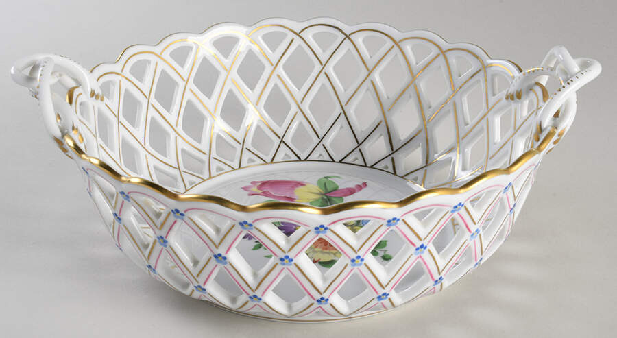 Printemps (BT) 8" Round Open Weave Basket by Herend-1