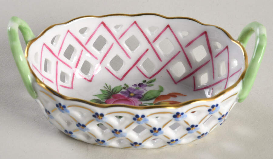 Printemps (BT) Small-Handled Open Weave Basket by Herend-1