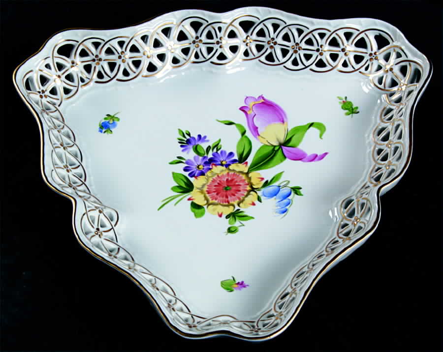 Printemps (BT) Triangular Open Weave Basket by Herend-1