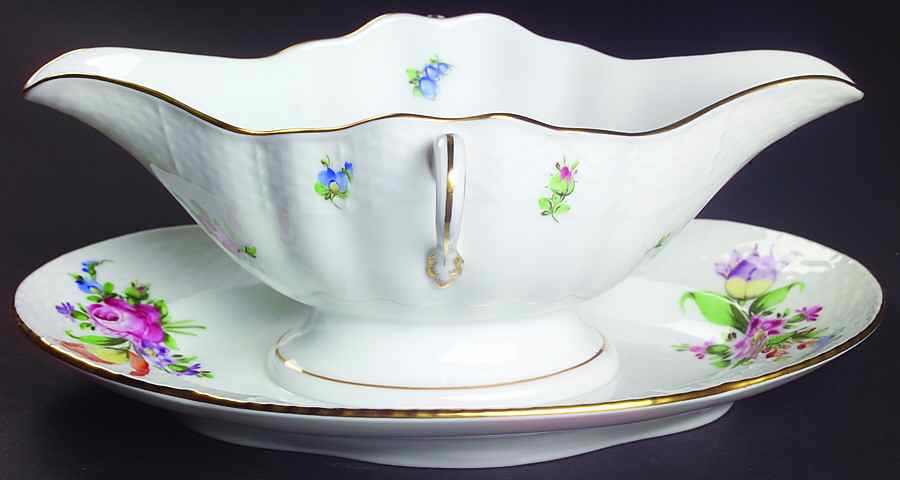 Printemps (BT) Gravy Boat with Attached Underplate by Herend-1
