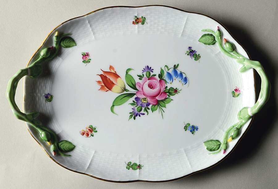 Printemps (BT) 10" Oval Handled Tray by Herend-1