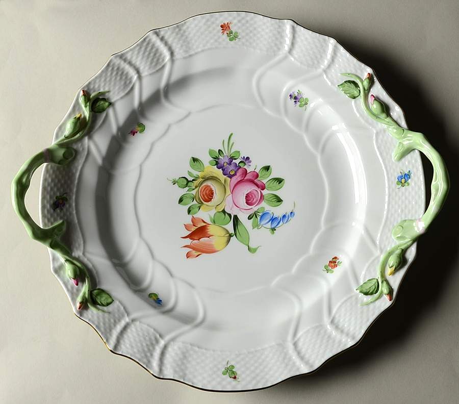 Printemps (BT) 12" Handled Chop Plate (Round Platter) by Herend-1