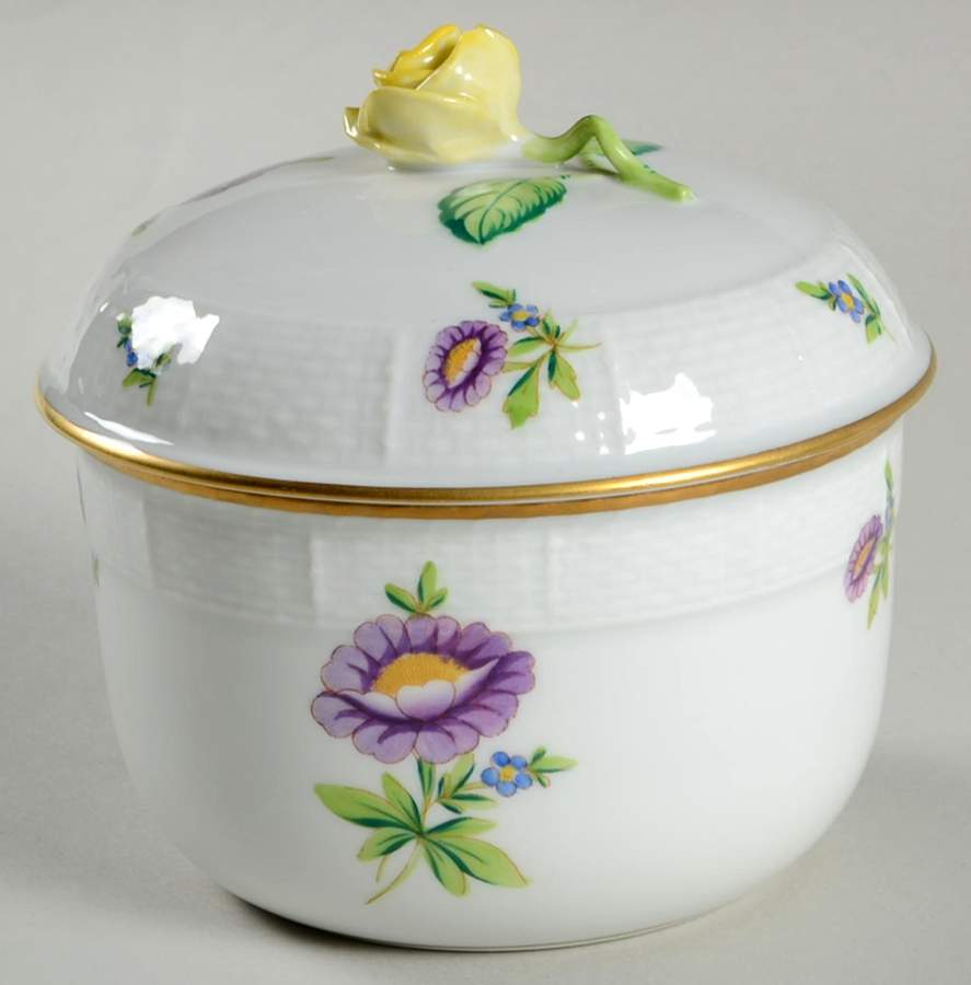 Purple Aster (Ts) Sugar Bowl & Lid by Herend-1