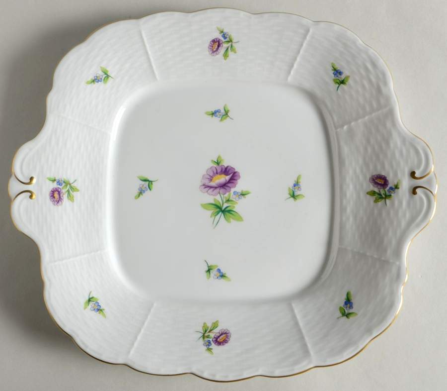 Purple Aster (Ts) Square Handled Cake Plate by Herend-1