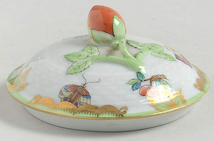 Queen Victoria (Green Border) Lid for Flat Demitasse Cup by Herend-1