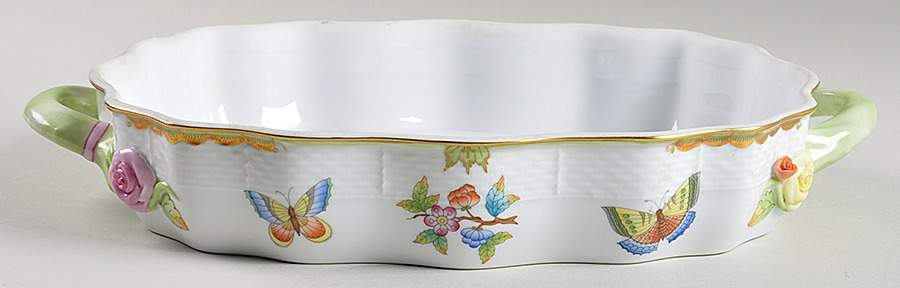Queen Victoria (Green Border) Rectangular Vegetable No Lid by Herend-1