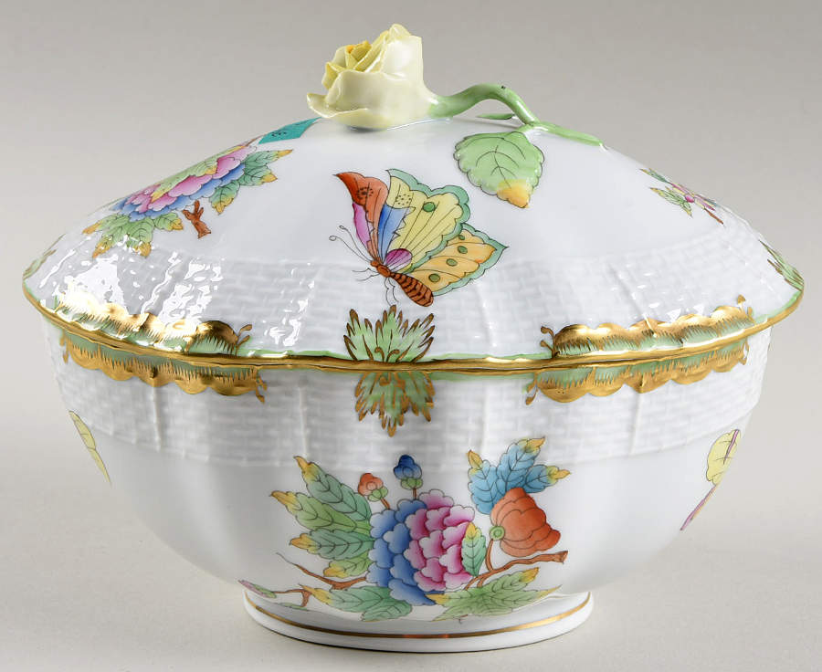 Queen Victoria (Green Border) Mini Tureen & Lid by Herend-1