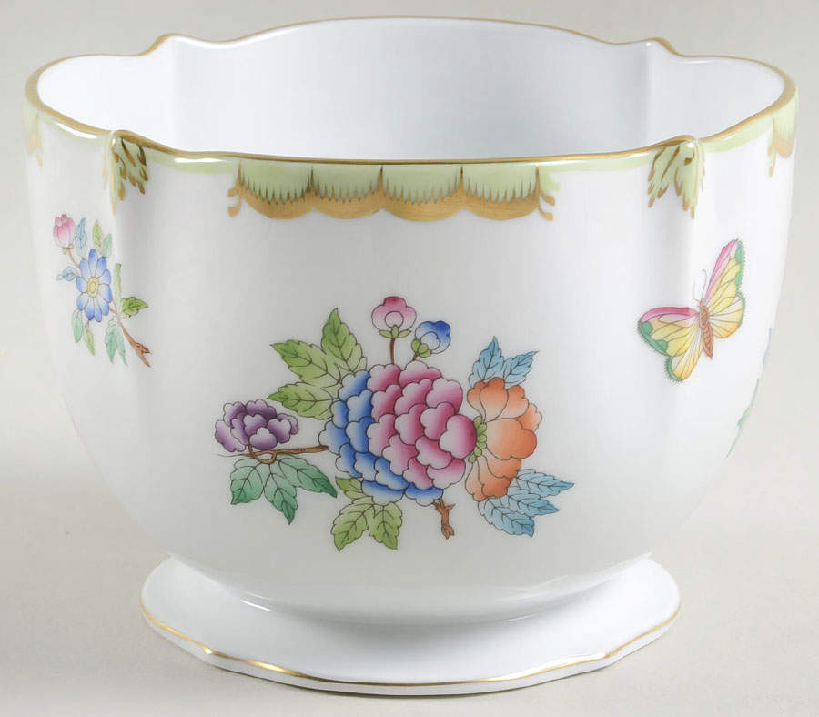 Queen Victoria (Green Border) 4" Cachepot by Herend-1