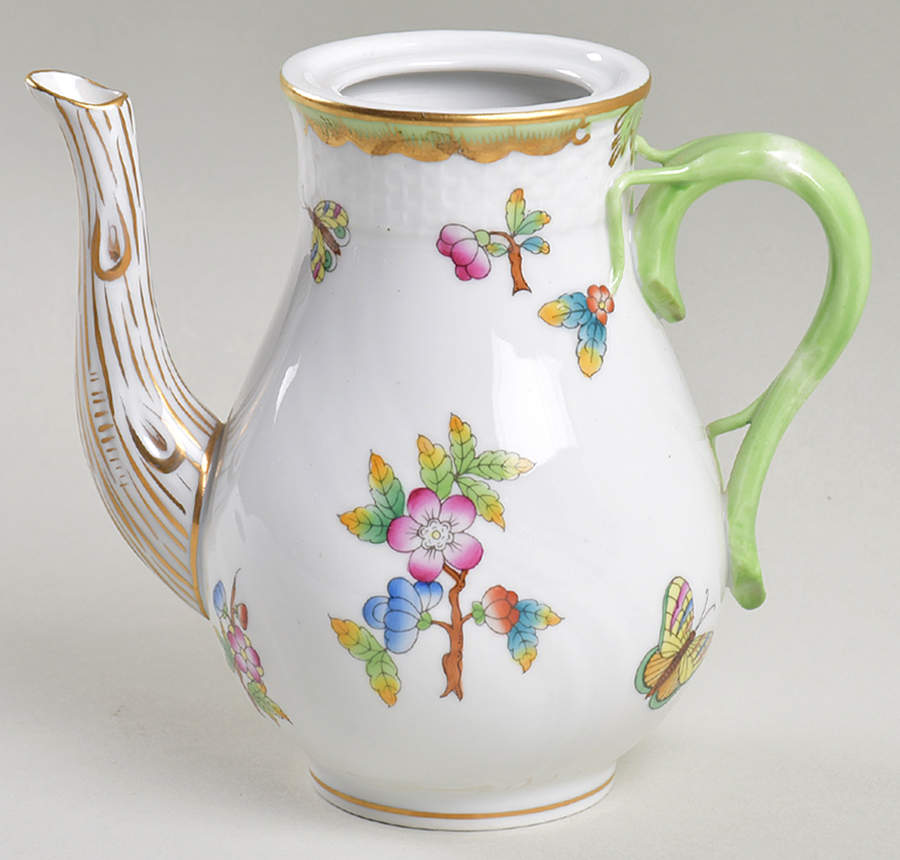 Queen Victoria (Green Border) Individual Coffee Pot No Lid by Herend-1