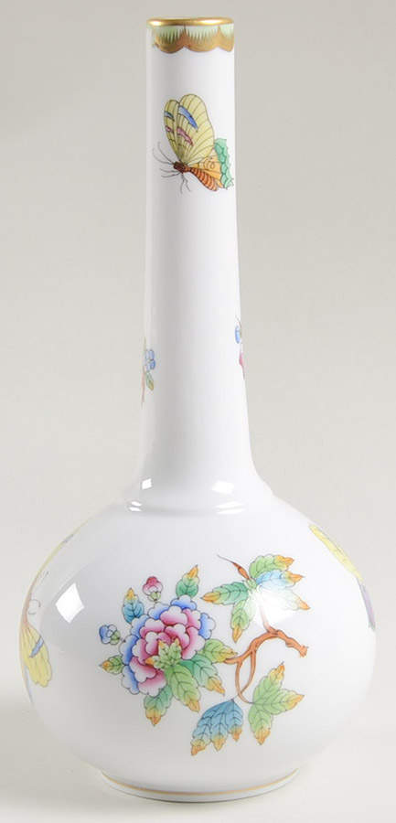 Queen Victoria (Green Border) 7" Bud Vase by Herend-1