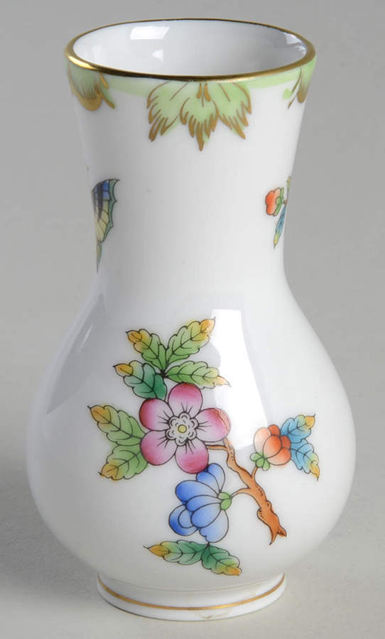 Queen Victoria (Green Border) 3" Bud Vase by Herend-1