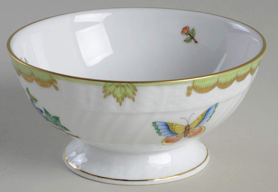 Queen Victoria (Green Border) Footed Dessert Bowl by Herend-1