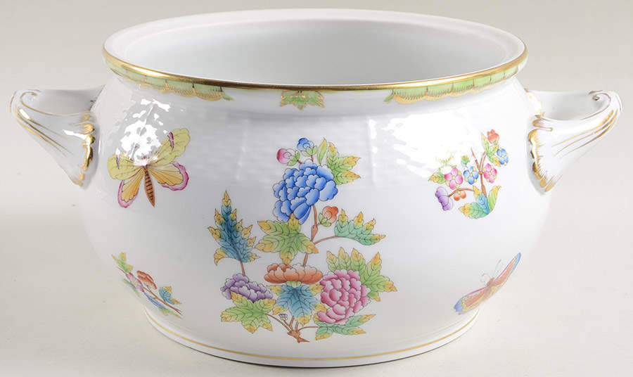 Queen Victoria (Green Border) Tureen No Lid by Herend-1