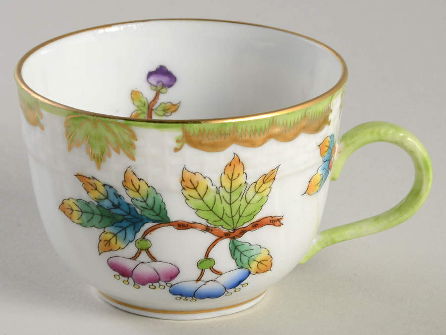 Queen Victoria (Green Border) Flat Demitasse Cup by Herend-1