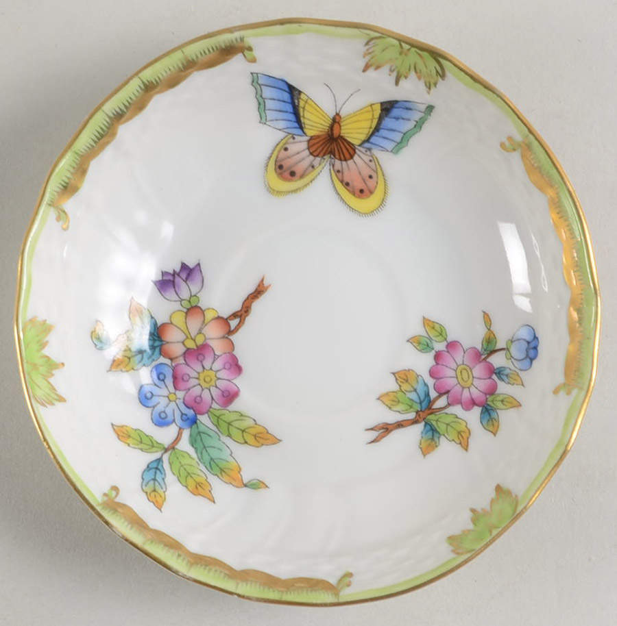 Queen Victoria (Green Border) Saucer for Flat Demitasse Cup by Herend-1