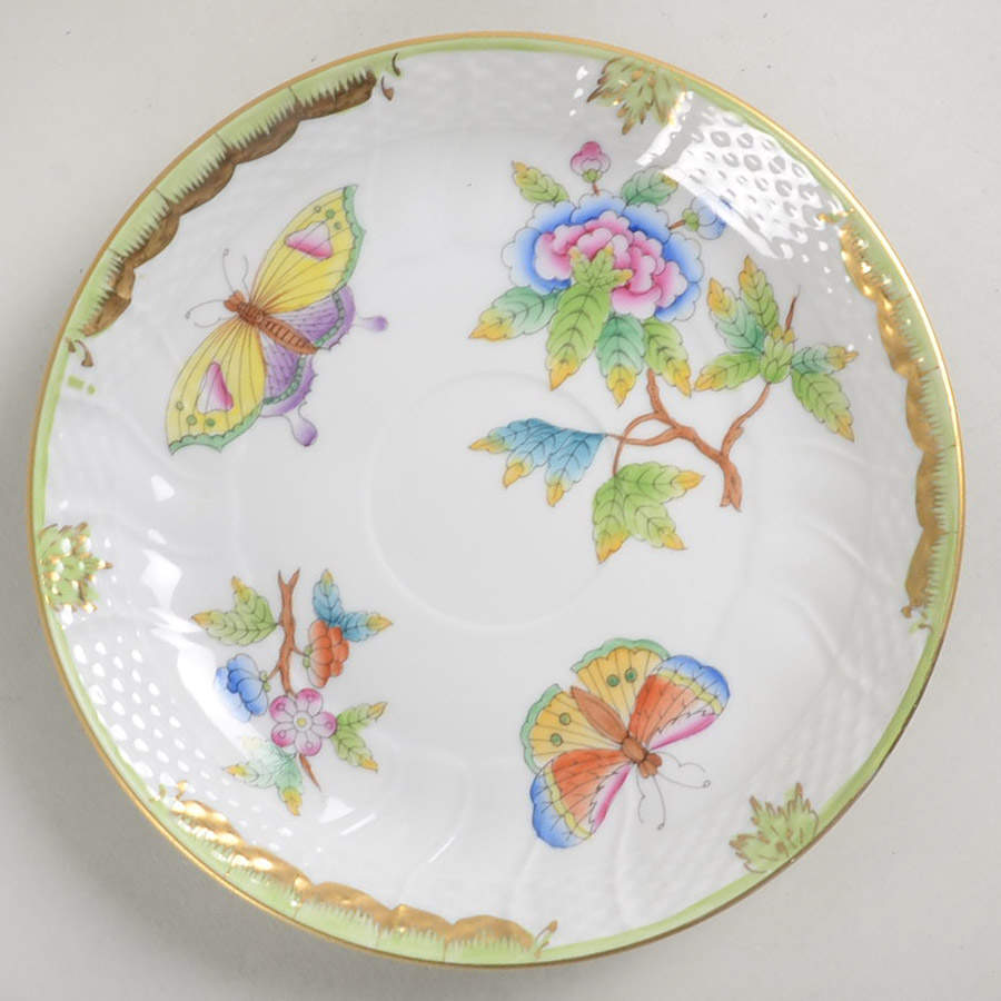 Queen Victoria (Green Border) Saucer for Flat Bouillon Cup by Herend-1
