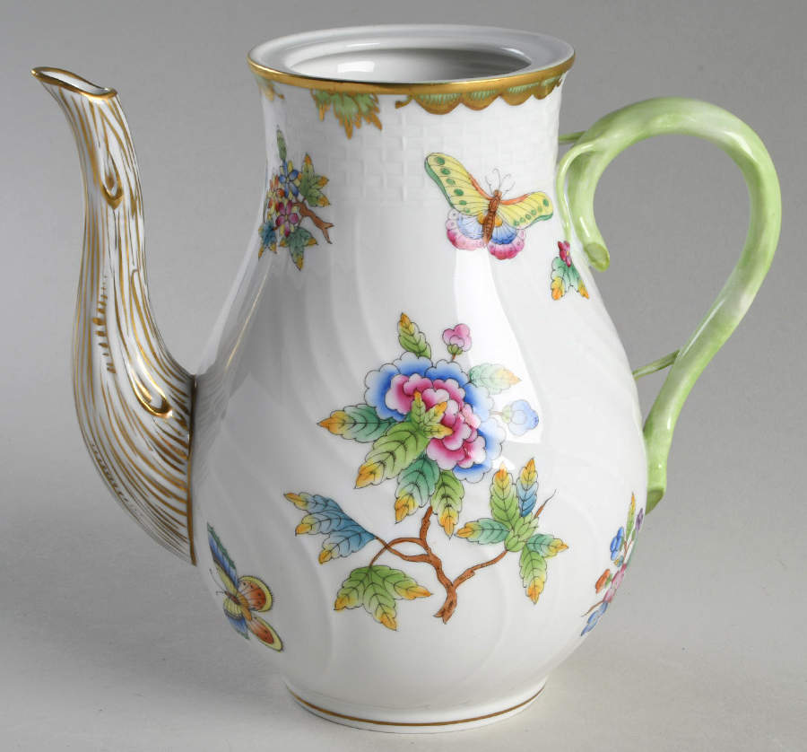 Queen Victoria (Green Border) Small Coffee Pot No Lid by Herend-1