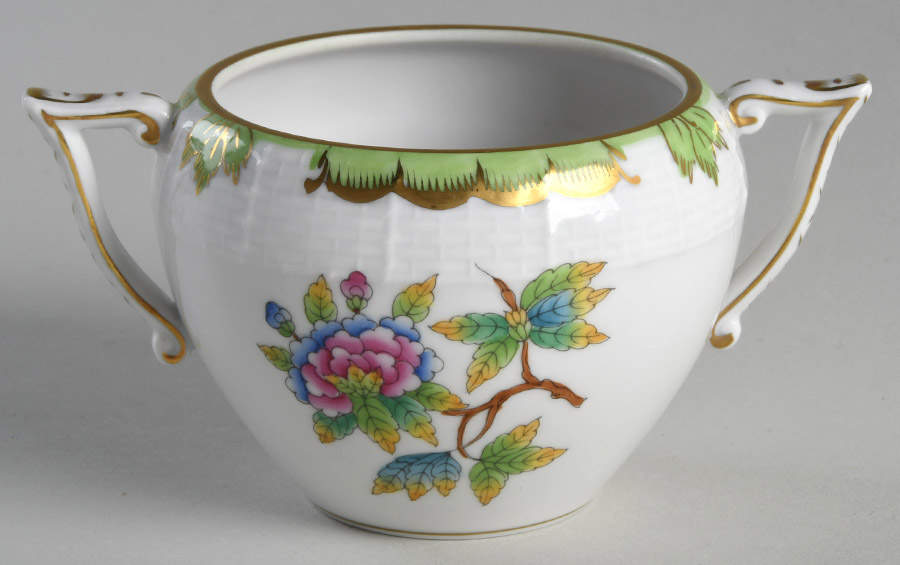 Queen Victoria (Green Border) Sugar Bowl No Lid by Herend-1