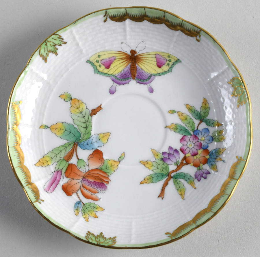 Queen Victoria (Green Border) Saucer for Chocolate Cup by Herend-1