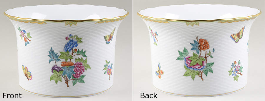 Queen Victoria (Green Border) 6" Cachepot by Herend-1