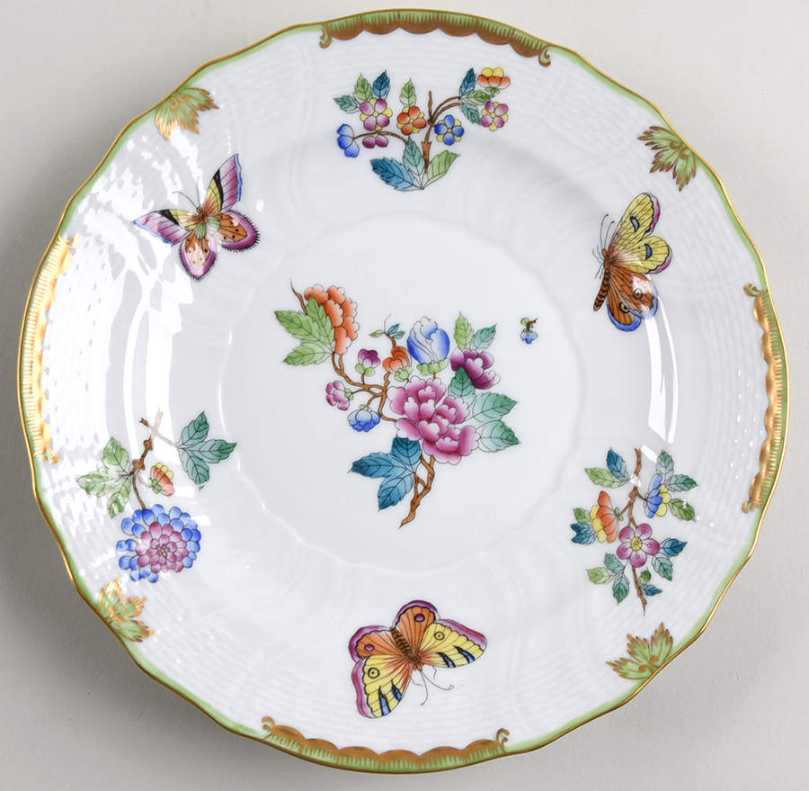 Queen Victoria (Green Border) Luncheon Plate by Herend-1