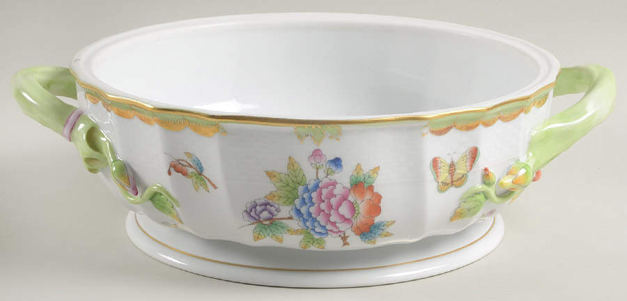Queen Victoria (Green Border) Round Vegetable No Lid by Herend-1