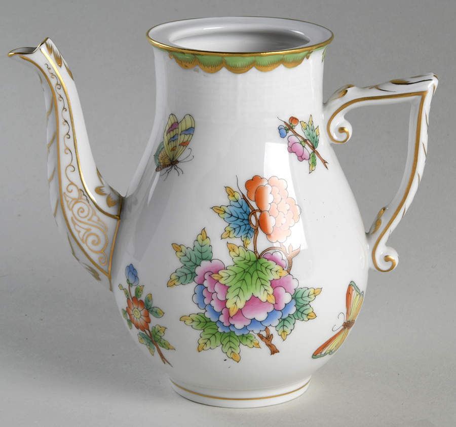 Queen Victoria (Green Border) Small Coffee Pot No Lid by Herend-1