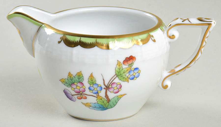 Queen Victoria (Green Border) Creamer by Herend-1