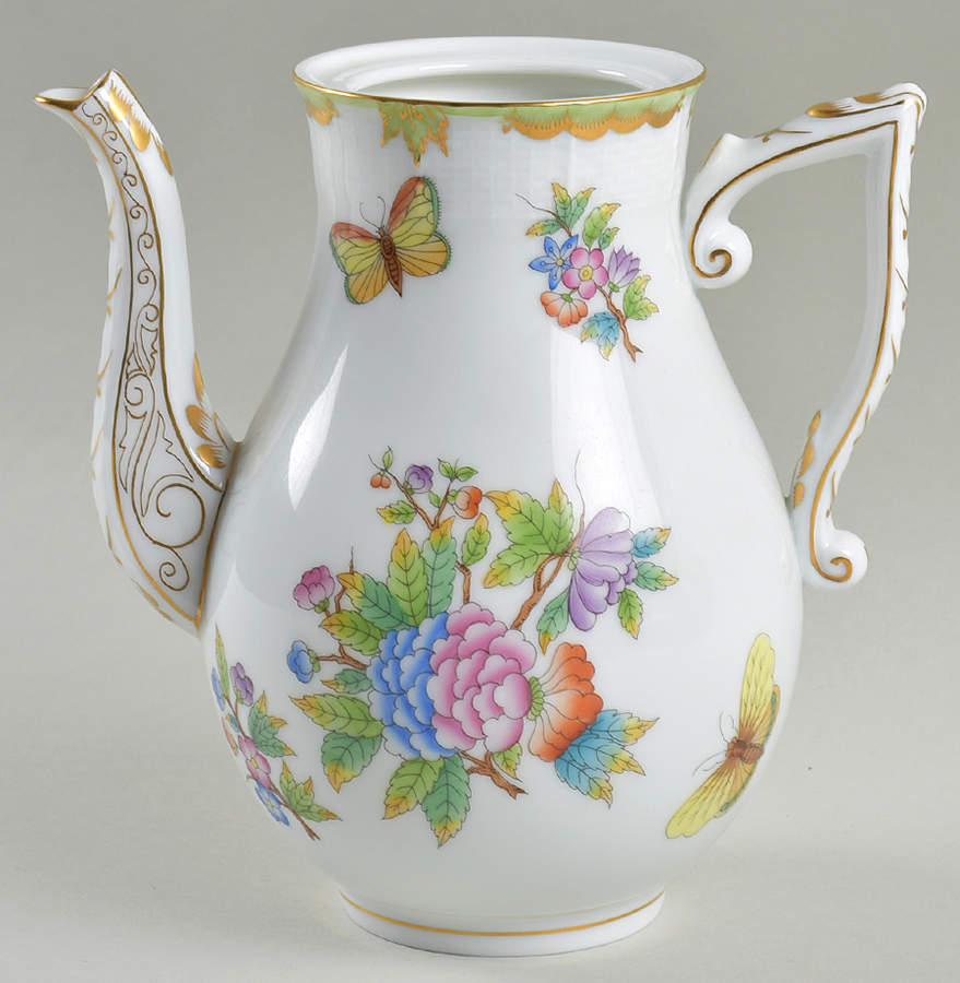 Queen Victoria (Green Border) Small Coffee Pot No Lid by Herend-1