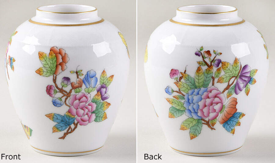 Queen Victoria (Green Border) Tea Caddy No Lid by Herend-1