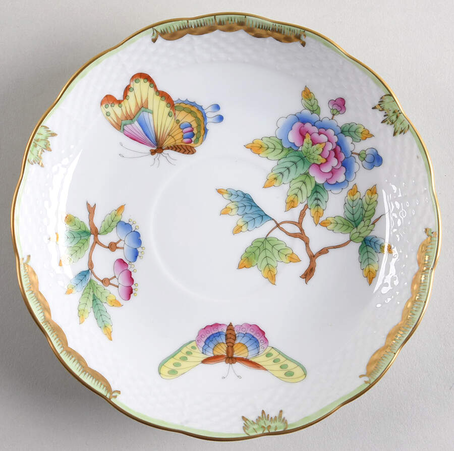 Queen Victoria (Green Border) Saucer for Breakfast Cup by Herend-1