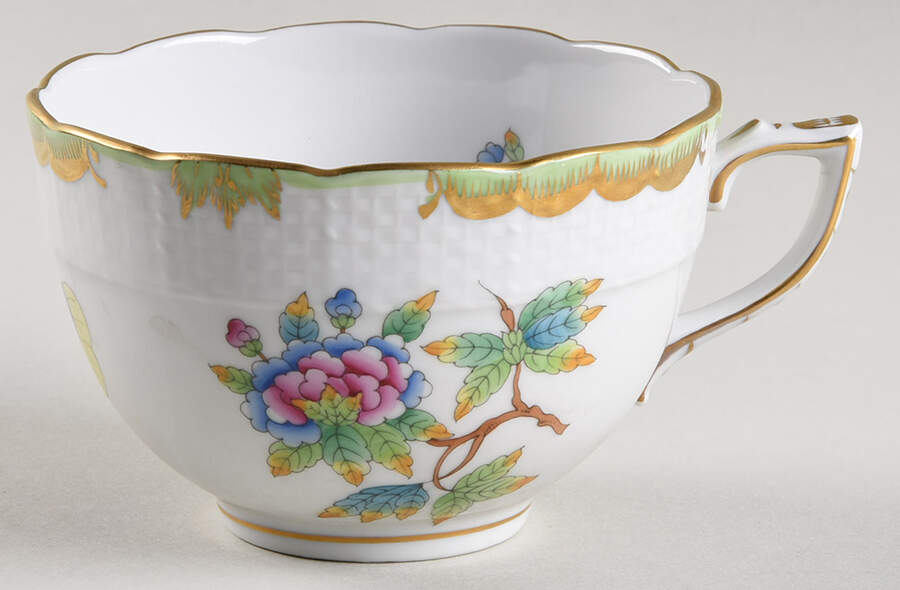 Queen Victoria (Green Border) Breakfast Cup by Herend-1