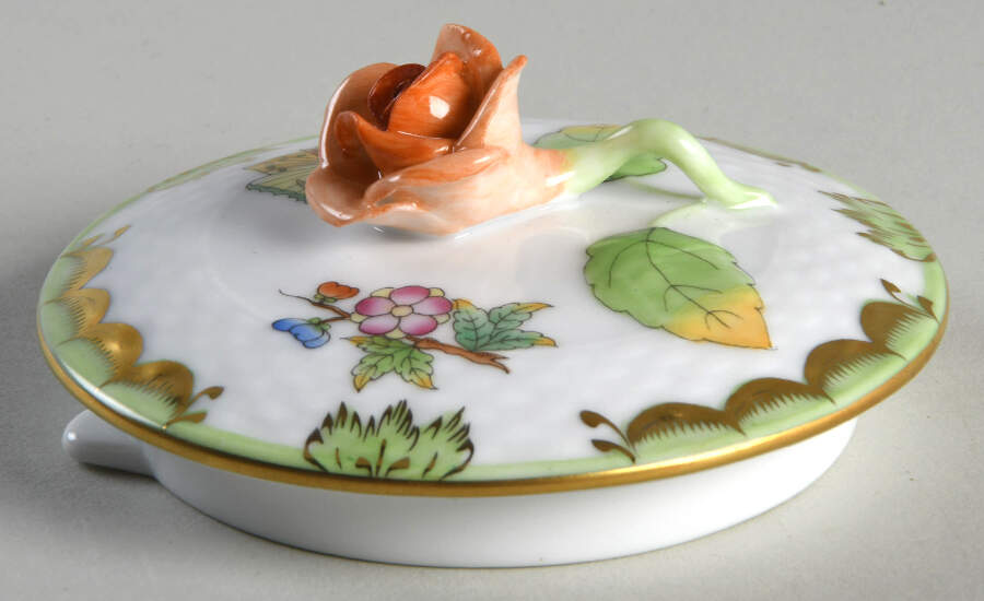 Queen Victoria (Green Border) Lid for Teapot by Herend-1