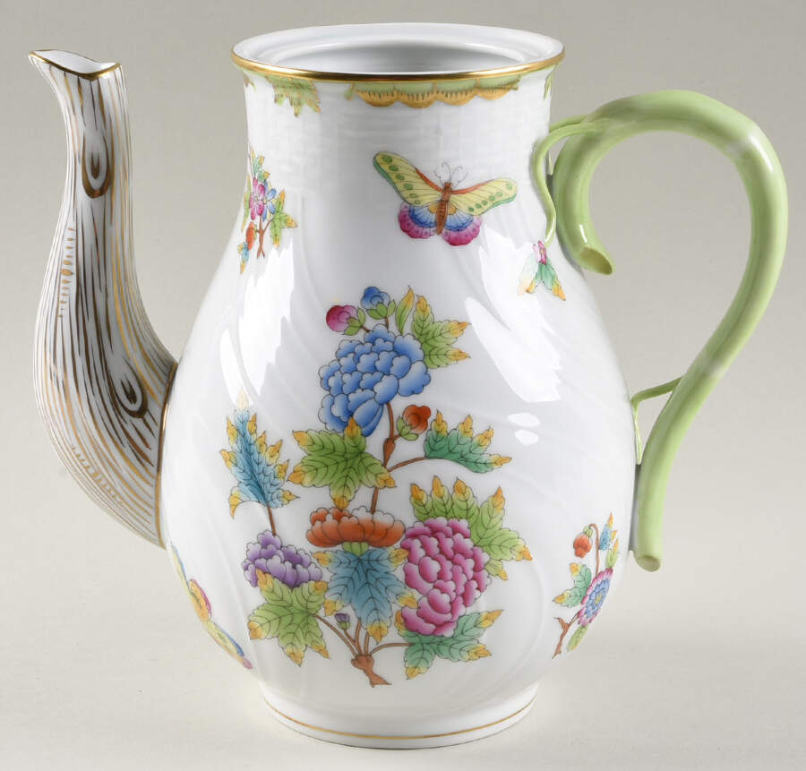 Queen Victoria (Green Border) Coffee Pot No Lid by Herend-1
