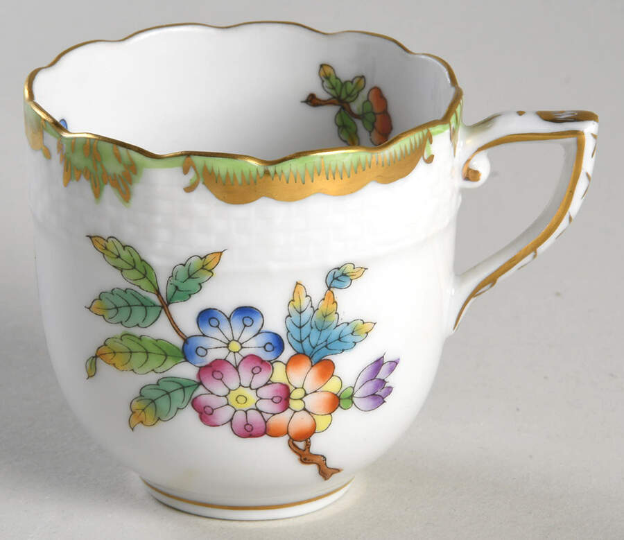 Queen Victoria (Green Border) Flat Demitasse Cup by Herend-1