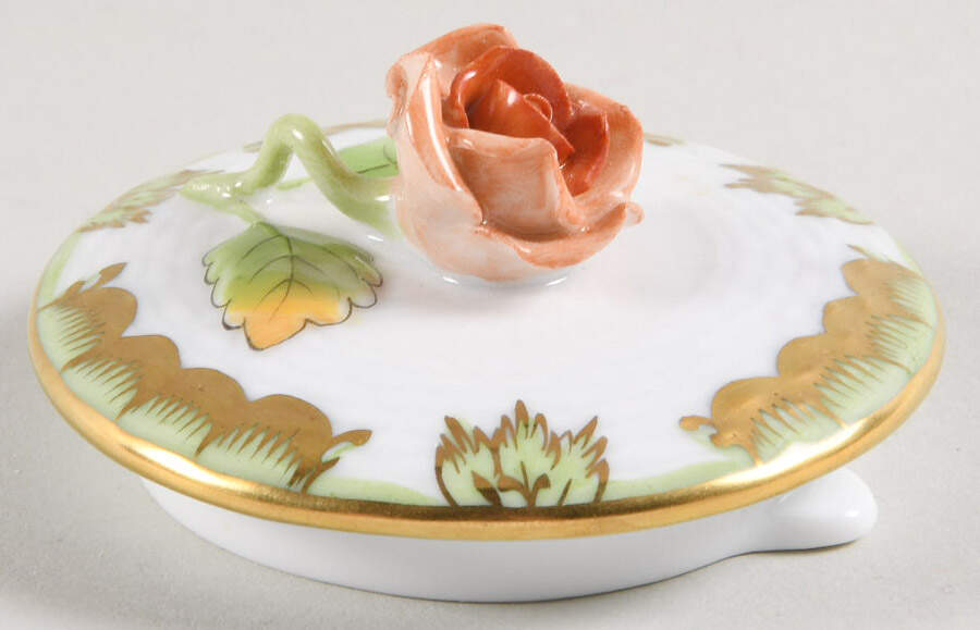 Queen Victoria (Green Border) Lid for Individual Teapot by Herend-1