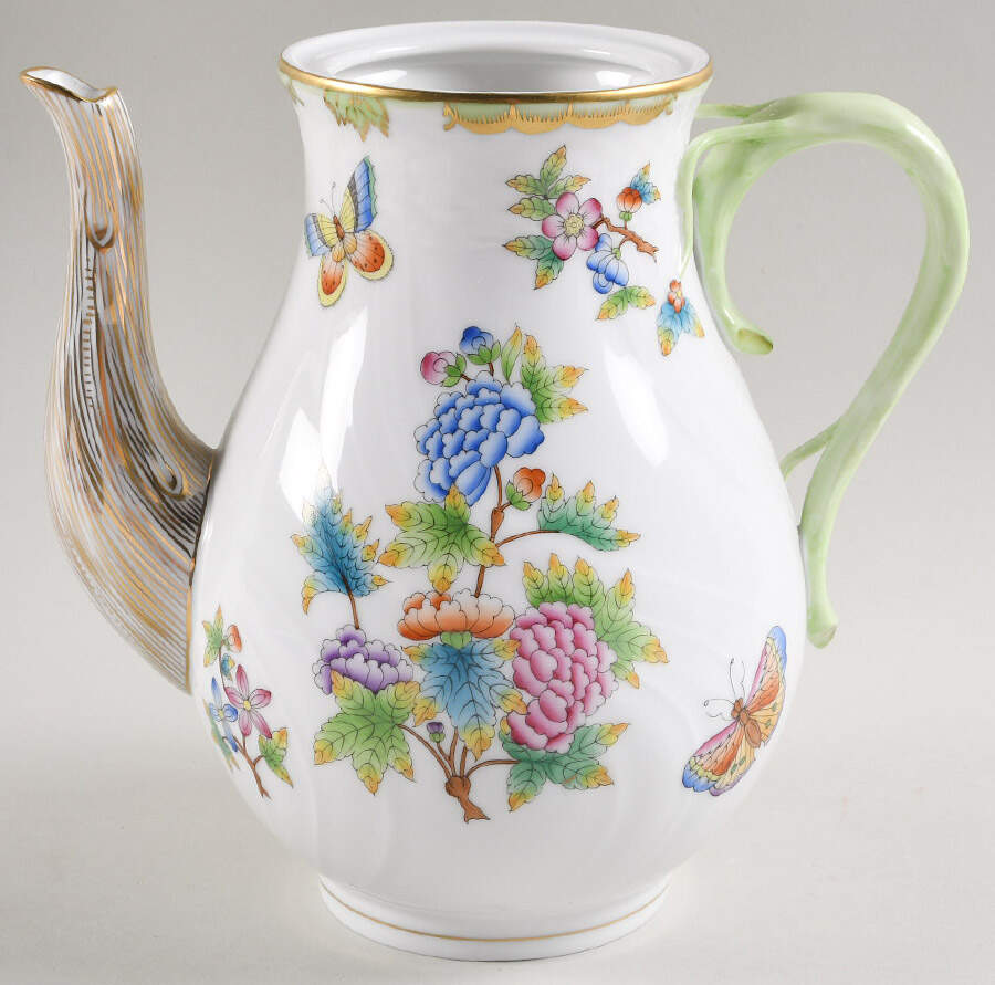 Queen Victoria (Green Border) Coffee Pot No Lid by Herend-1
