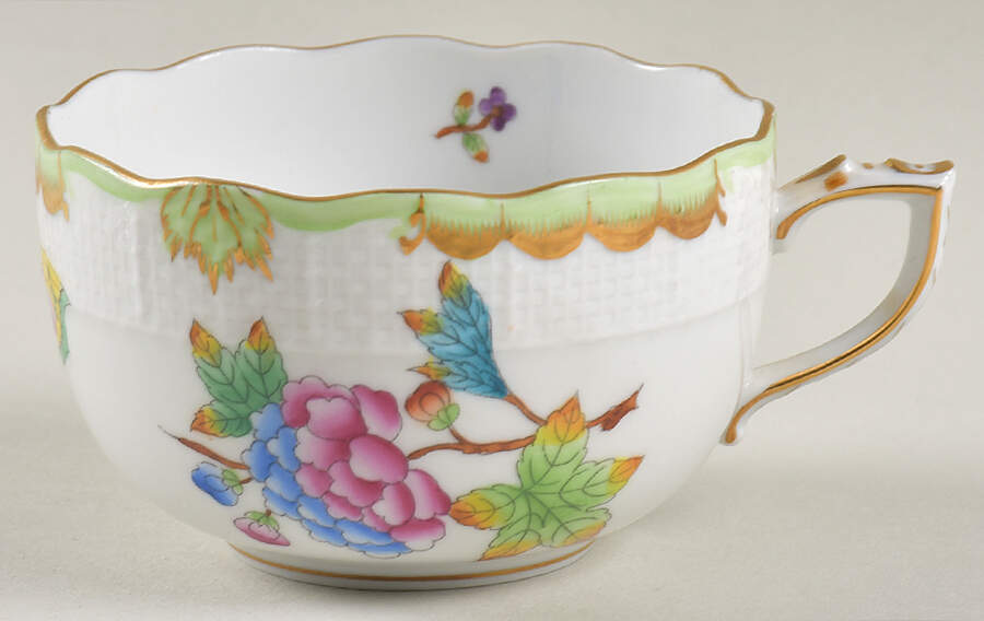 Queen Victoria (Green Border) Flat Cup by Herend-1