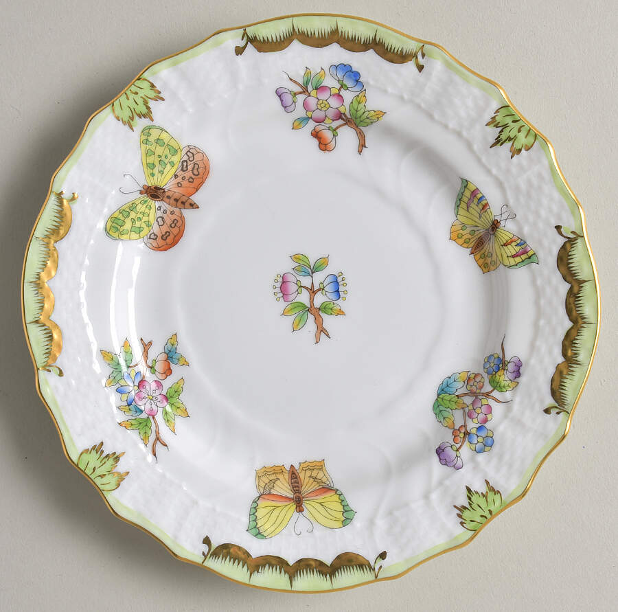 Queen Victoria (Green Border) Bread & Butter Plate by Herend-1