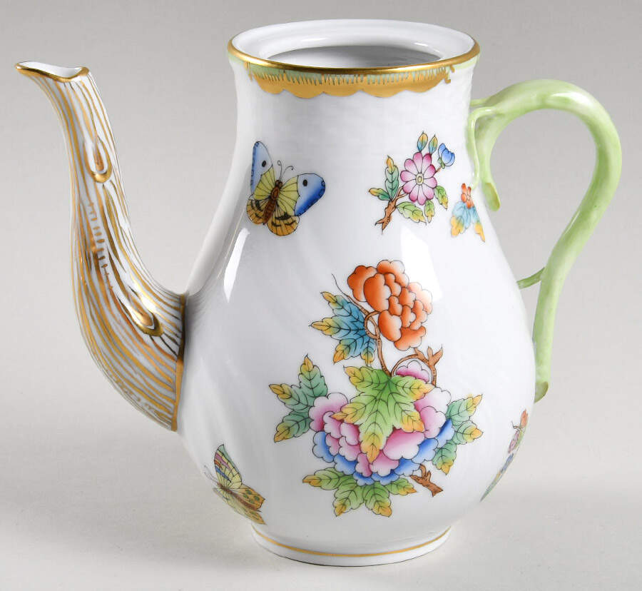 Queen Victoria (Green Border) Small Coffee Pot No Lid by Herend-1