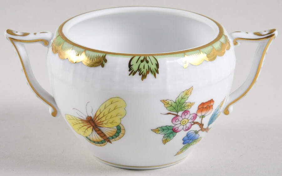 Queen Victoria (Green Border) Sugar Bowl No Lid by Herend-1