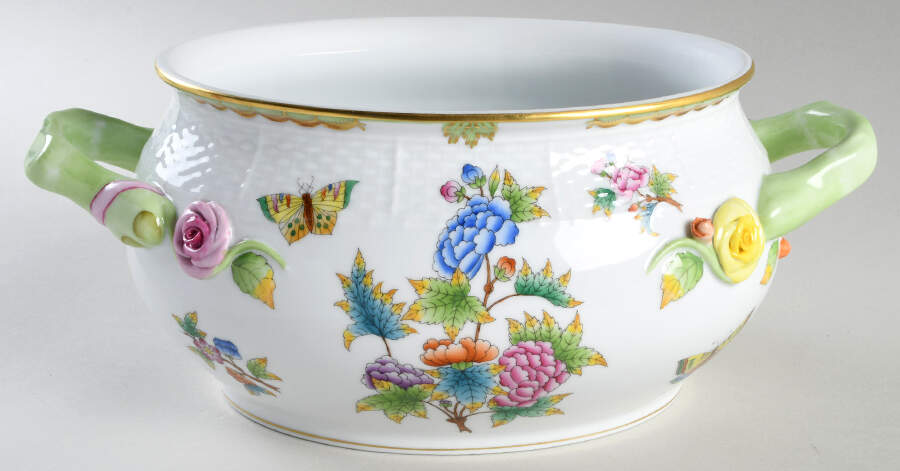 Queen Victoria (Green Border) Oval Vegetable No Lid by Herend-1