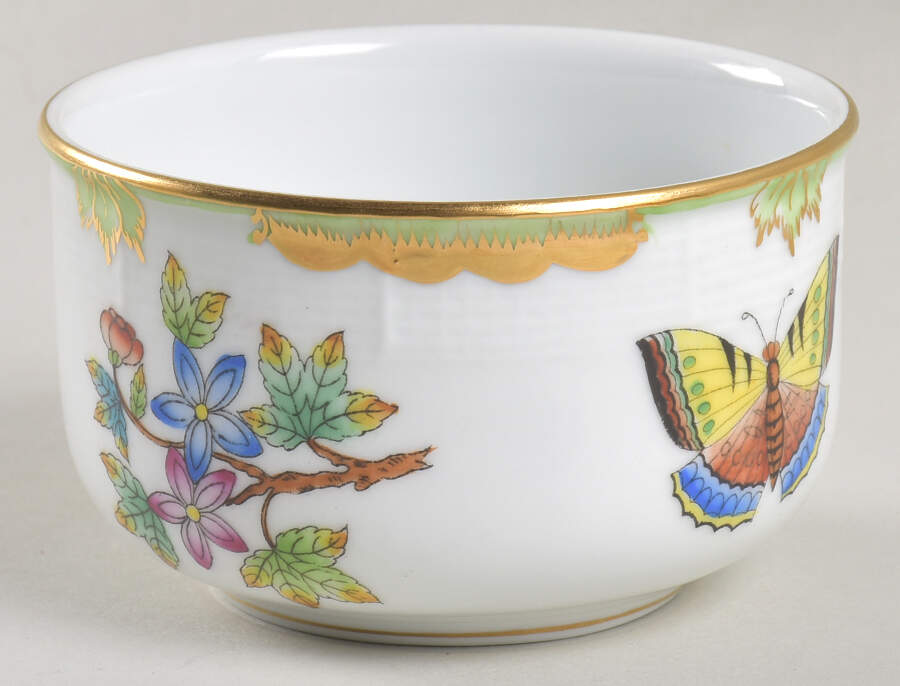 Queen Victoria (Green Border) Mini Sugar Bowl No Lid by Herend-1