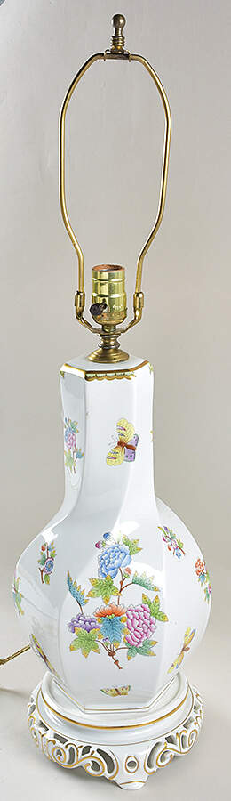 Queen Victoria (Green Border) 28" Electric Lamp No Shade by Herend-1