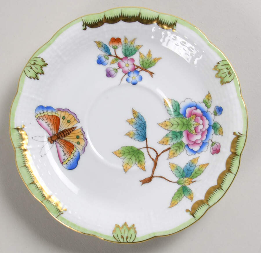 Queen Victoria (Green Border) Saucer for Footed Cup by Herend-1