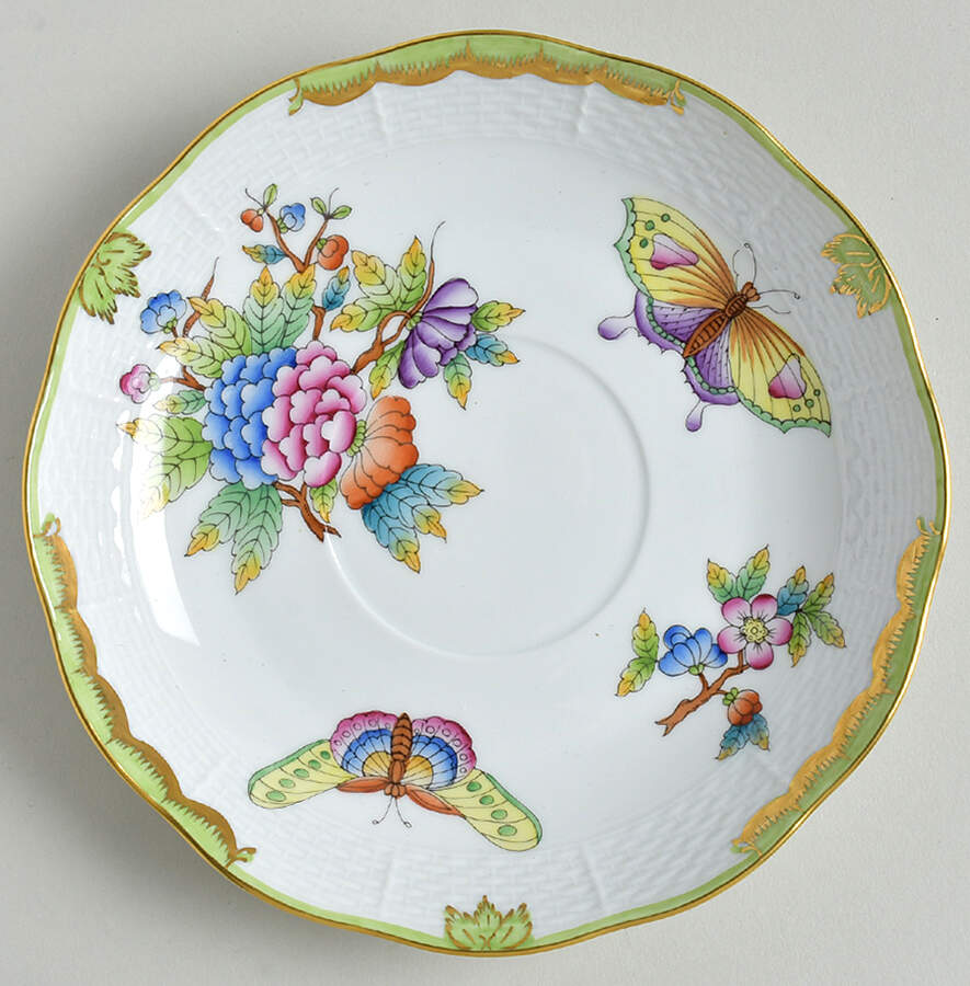 Queen Victoria (Green Border) Saucer for Cream Soup Bowl by Herend-1
