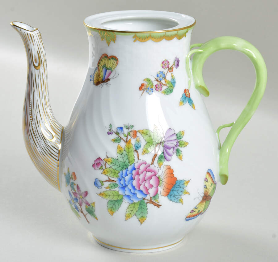 Queen Victoria (Green Border) Small Coffee Pot No Lid by Herend-1